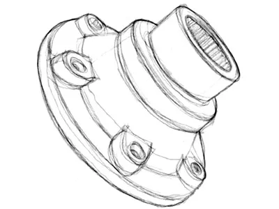 Artist line drawing of a 3D shape from the study