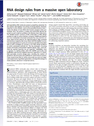 First page of the RNA design rules paper in PNAS