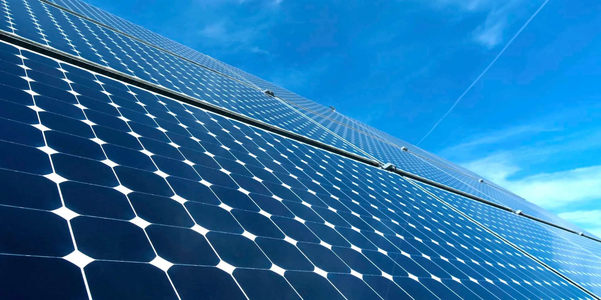 Solar panels against a blue sky